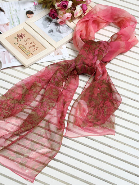 Silk Scarves - Long Silk Scarf - Silk Georgette #206