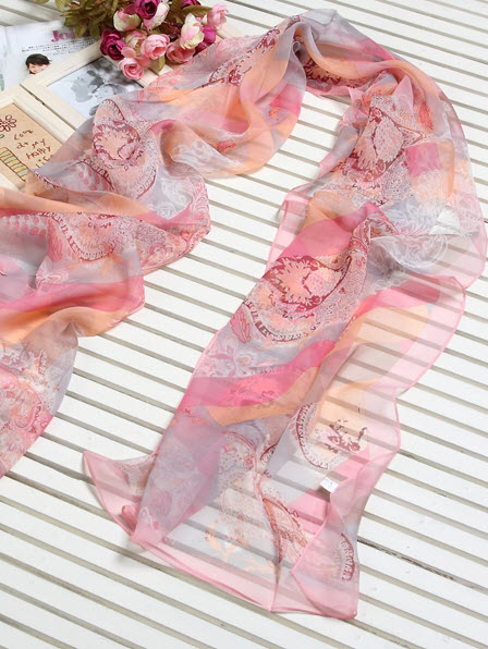 Silk Scarves - Long Silk Scarf - Silk Georgette #210
