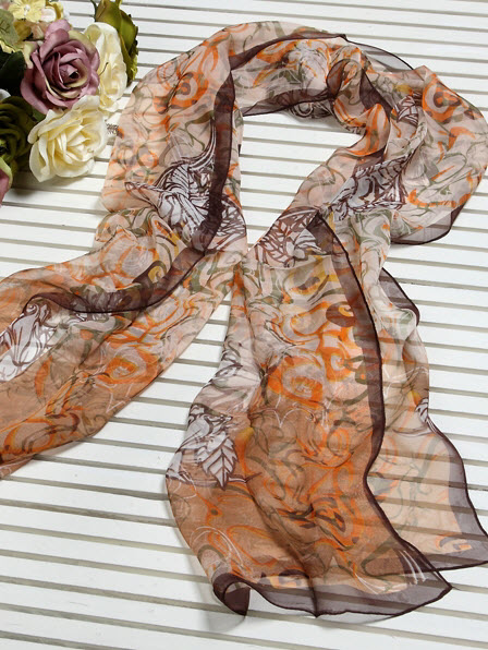 Silk Scarves - Long Silk Scarf - Silk Georgette #224