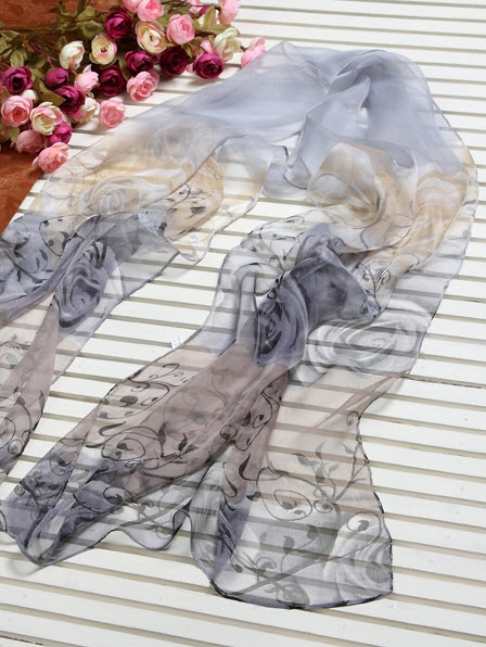 Silk Scarves, Long Silk Scarf, Silk Georgette #253