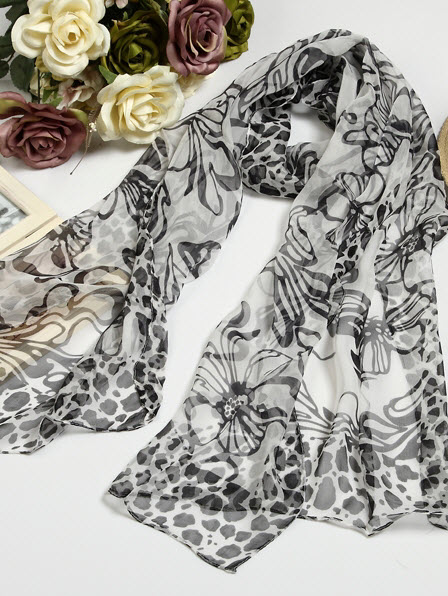 Silk Scarves, Long Silk Scarf, Silk Georgette #258