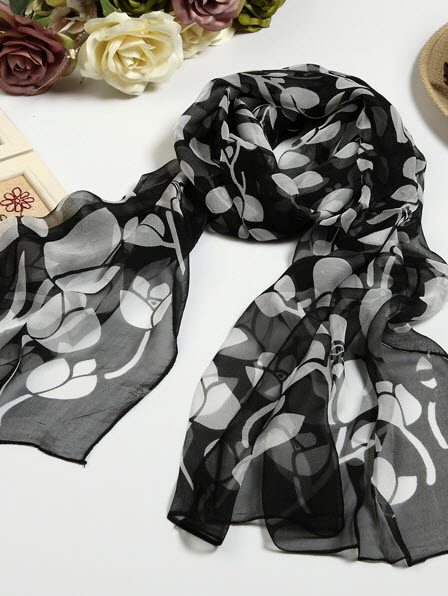 Silk Scarves, Long Silk Scarf, Silk Georgette #260