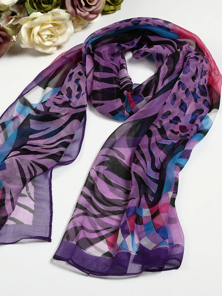 Silk Scarves, Long Silk Scarf, Silk Georgette #263