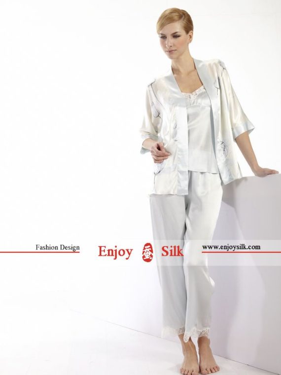 Silk Pajamas Set, three-piece suit