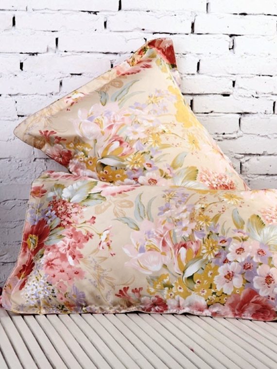 Silk Pillowcase for Hair and Skin Care, Mulberry Silk Floral Print