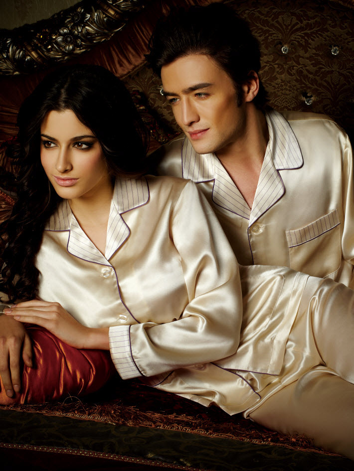 His And Hers Matching Silk Pajamas Couple Matching