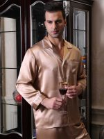 22 Momme  Silk Long Sleeve Pajamas For Men