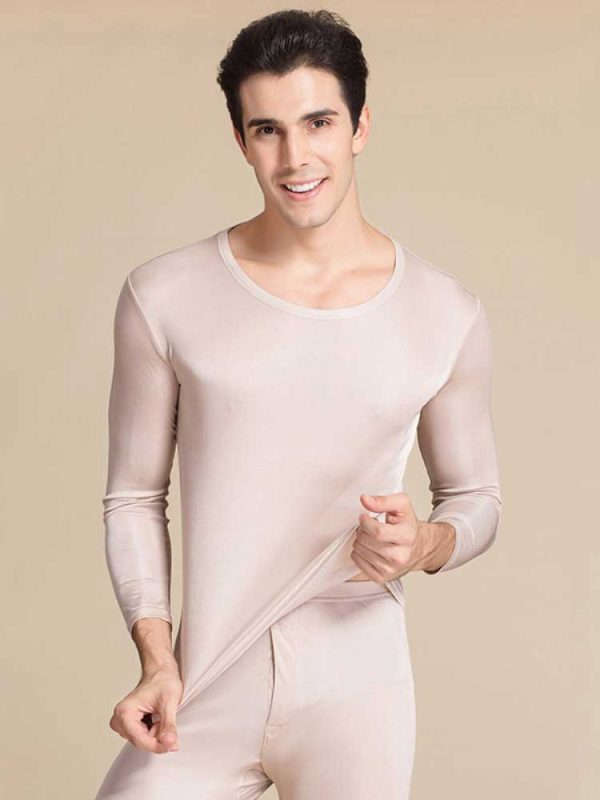 Silk Long Sleeved Crewneck Underwear | Silk Long Johns Set Thermal Underwear