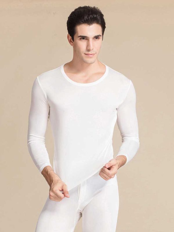 Silk Long Sleeved Crewneck Underwear | Silk Long Johns Set Thermal Underwear