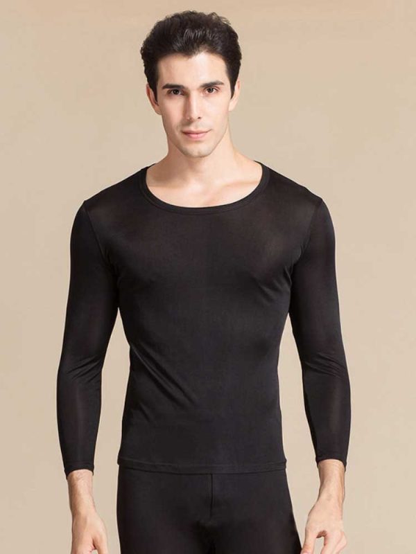 Silk Long Sleeved Crewneck Underwear | Silk Long Johns Set Thermal Underwear