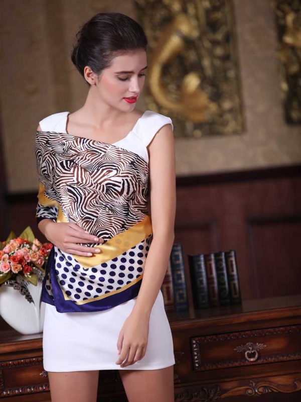 Pure Silk Scarves Dot Print Square Silk Scarf
