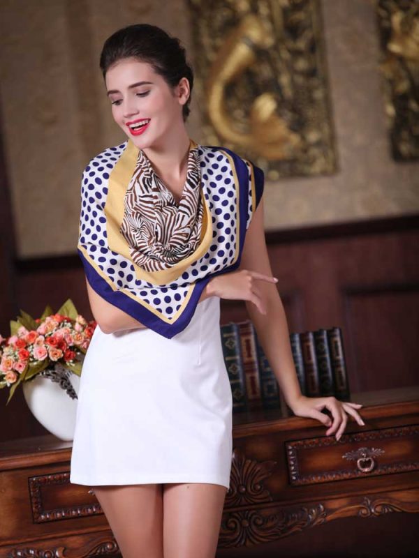 Pure Silk Scarves Dot Print Square Silk Scarf