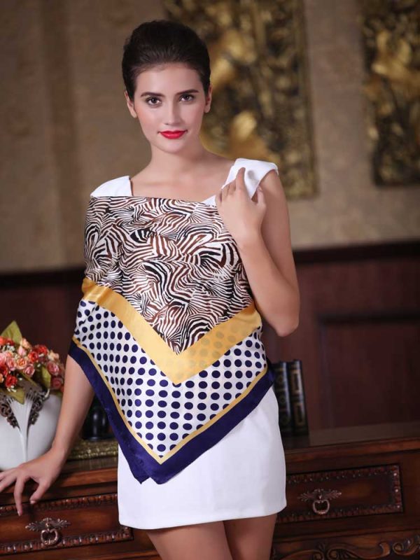 Pure Silk Scarves Dot Print Square Silk Scarf