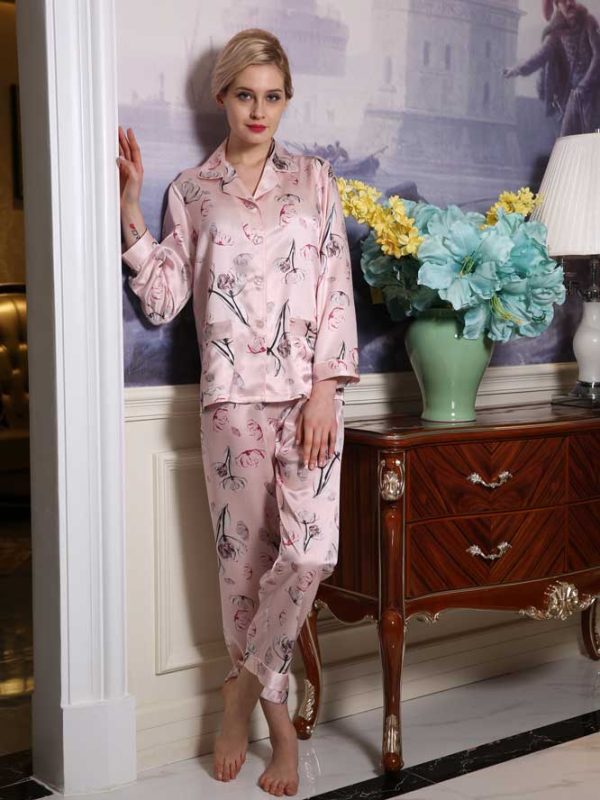 Fashion Silk Pajama Sets for Women Long Sleeve & Pant Pajamas