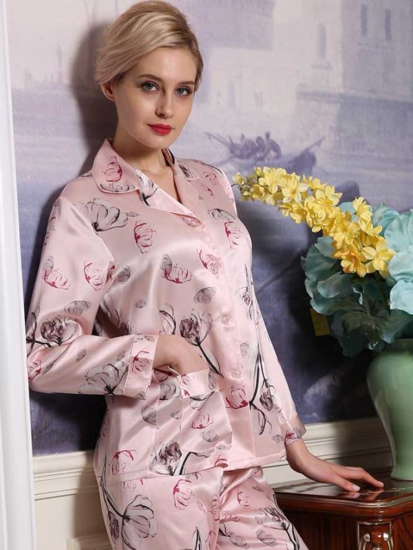 Fashion Silk Pajama Sets for Women Long Sleeve & Pant Pajamas