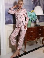 Fashion Silk Pajama Sets for Women Long Sleeve & Pant Pajamas