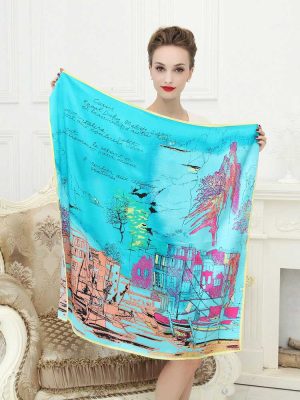 Woman's 100% Silk Twill Large Square Scarf 35"