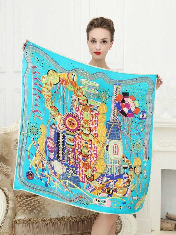 Big Size 90x90cm Square Scarf Pure Silk Women Lady Scarves Shawls