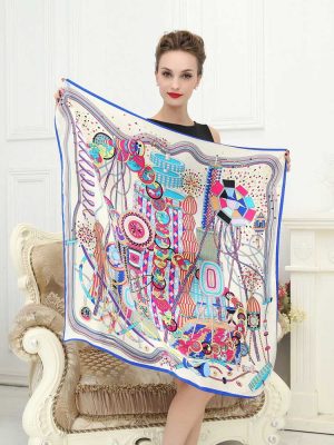 Autumn Lady's 100% Silk Diagonal Large square silk scarf shawl