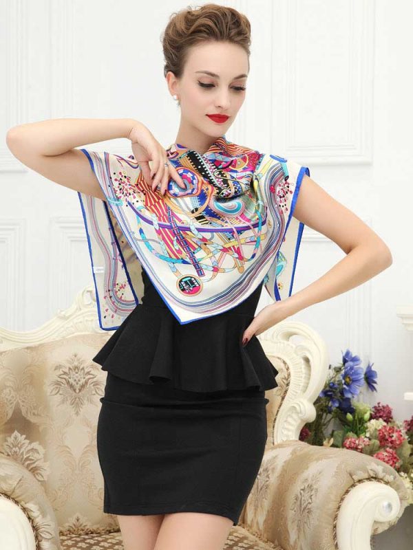 Autumn Lady's 100% Silk Diagonal Large square silk scarf shawl