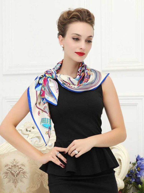 Autumn Lady's 100% Silk Diagonal Large square silk scarf shawl