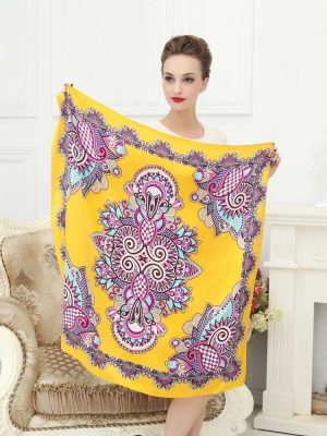 Elegent Women Large Square Silk Scarf Printed Fashion Spring And Autumn Shawl