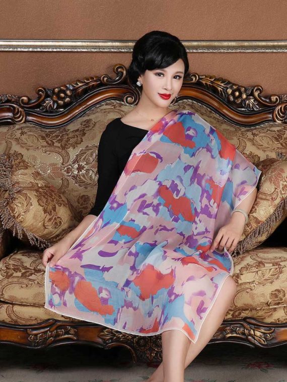 Colorful Silk Chiffon Scarf Women Long Soft Wrap Scarves Ladies Printed Shawl