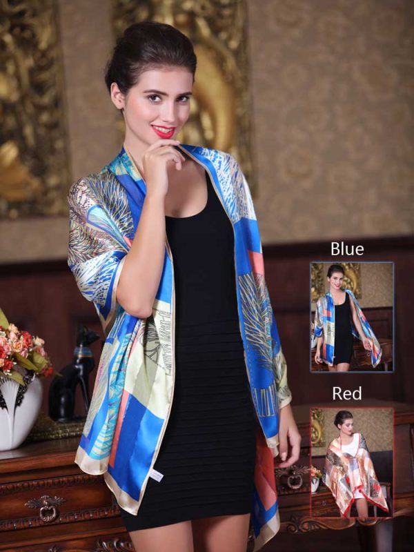 100% Silk Scarf Long Women Oversized Shawl NEW