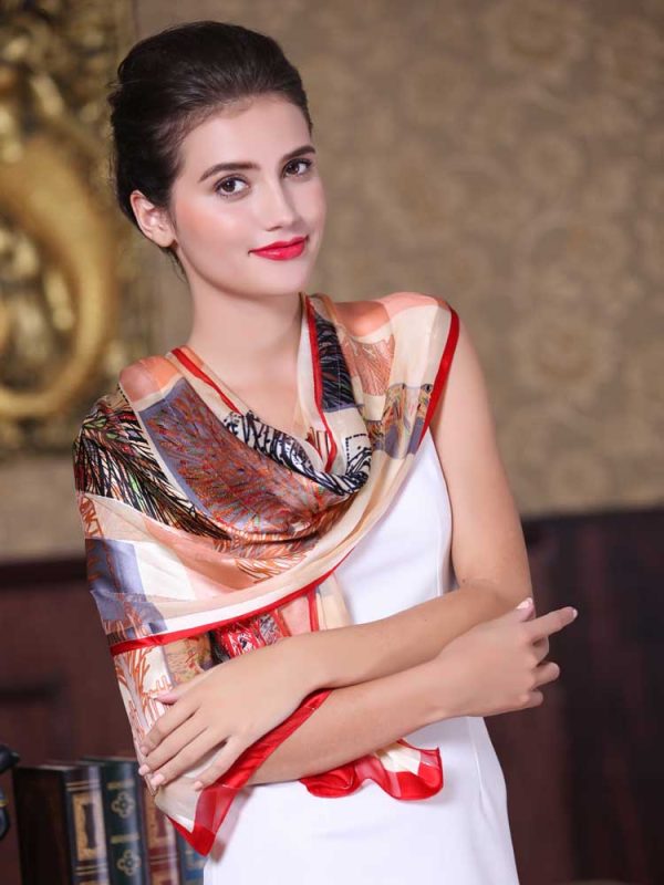 100% Silk Scarf Long Women Oversized Shawl NEW