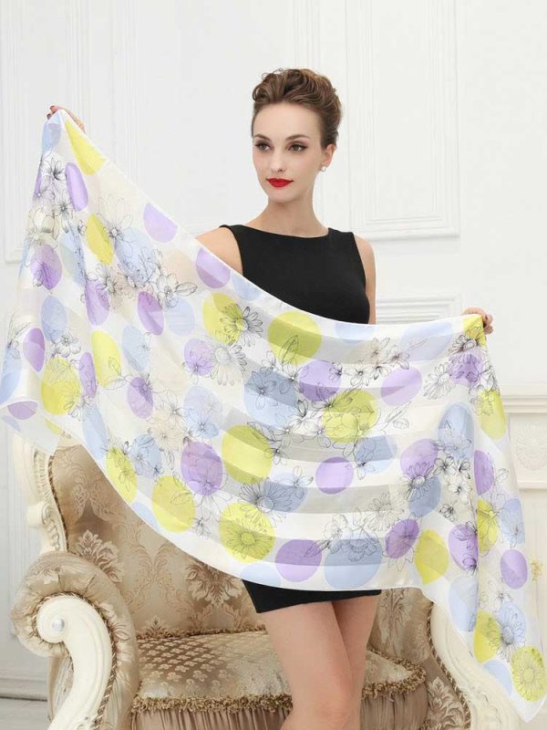 Pure Silk Scarf Long Floral Fashion Women Wrap