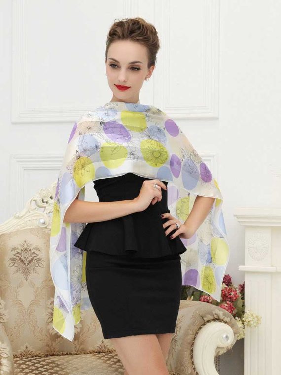 Pure Silk Scarf Long Floral Fashion Women Wrap