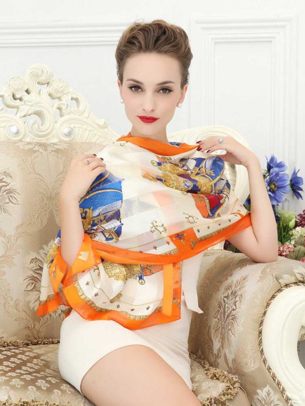 Printed 100% Silk Long Soft Scarf 66 X 22 inchs
