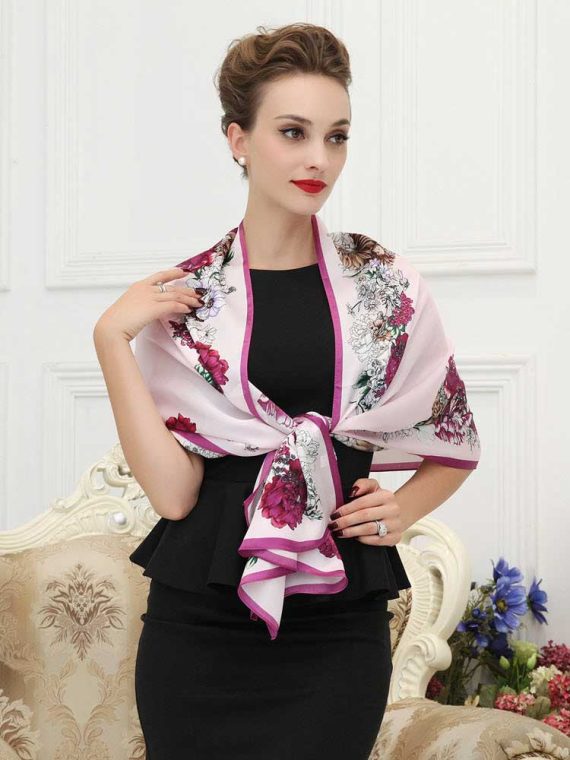 Women's Fashion Elegant Printed Silk Long Scarf
