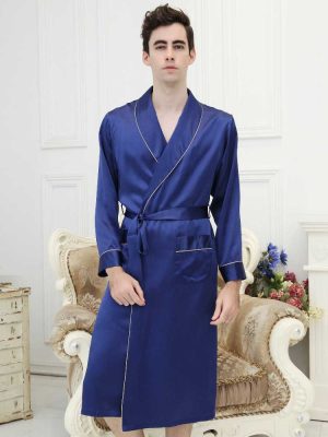 Pure Silk Long Robe For Men Size US S - XXL