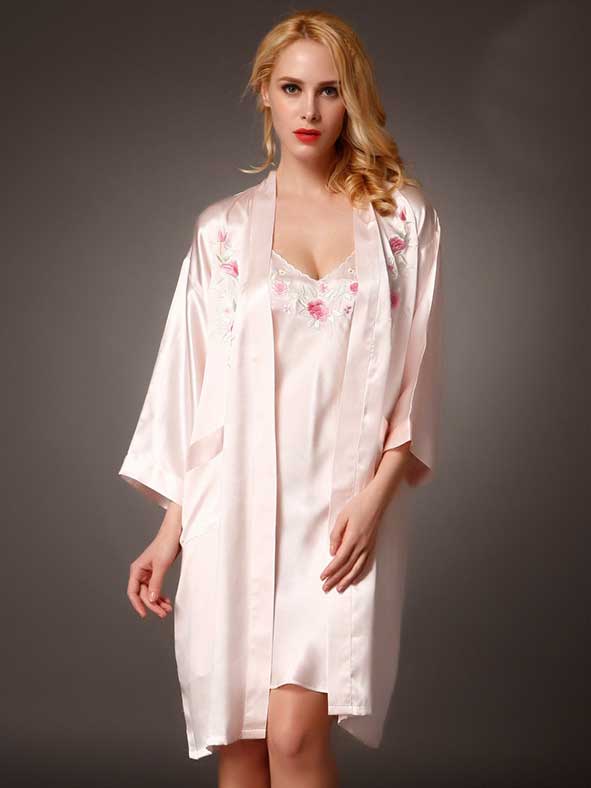 Silk Chemise and Silk Robe Set