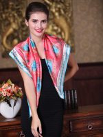 Luxury Pink & Blue Pure Silk 35" Square Scarf