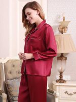 Classic Long Sleeve Silk Pajamas for Women