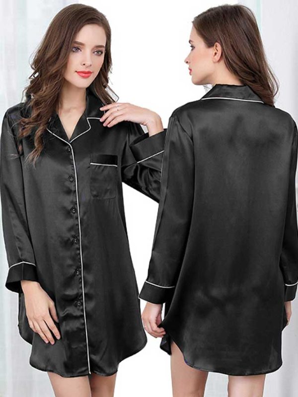 Women's Silk Nightgown Pajamas, Silk Peignoir 19 Momme