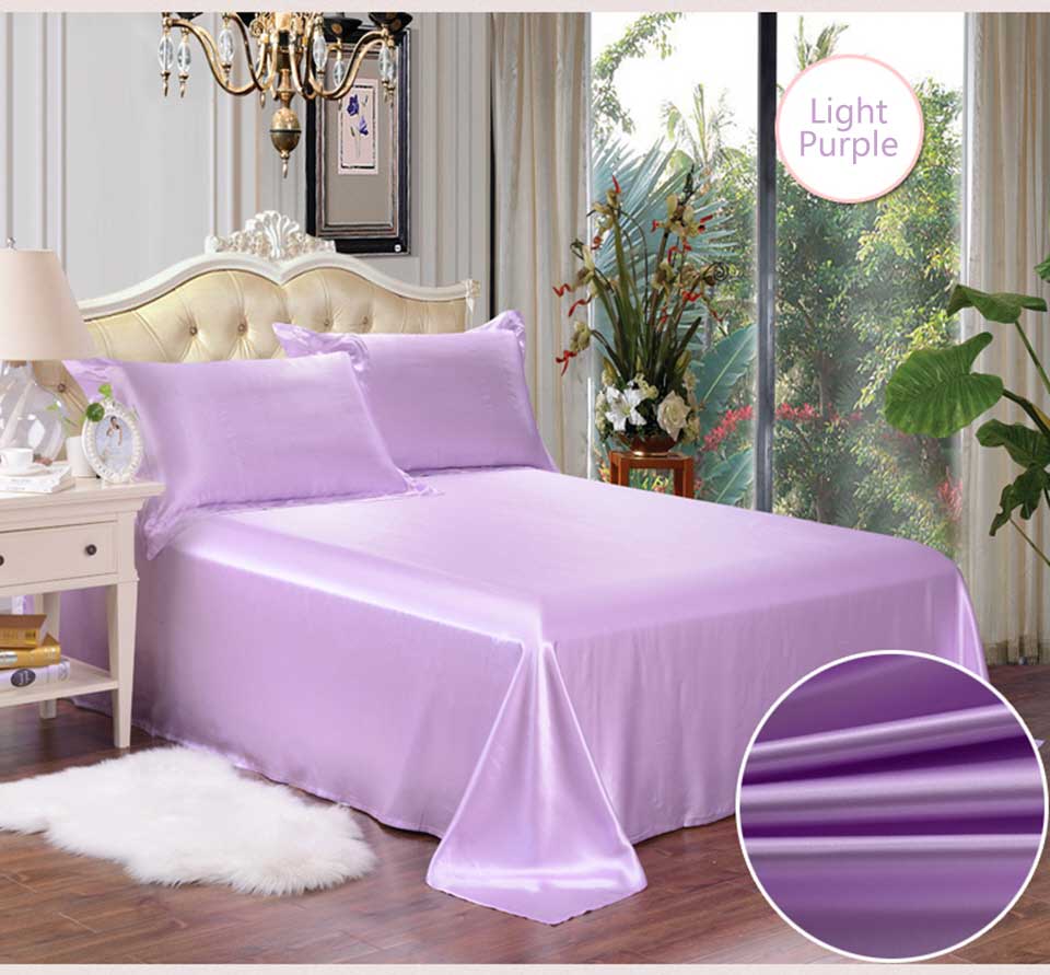 silk light purple flat sheet
