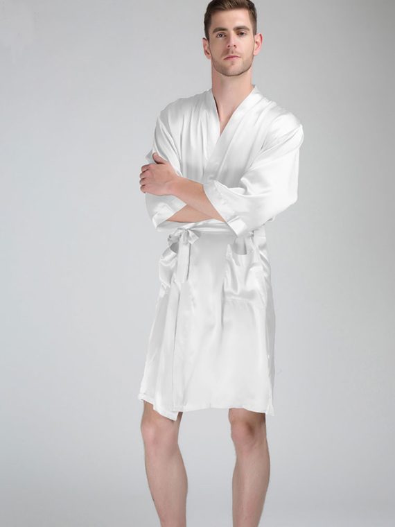 Long Silk Robe For Men US Size 19 Momme Silk