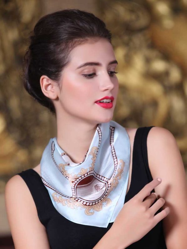 Pure Silk Light Blue Small Square Silk Scarves