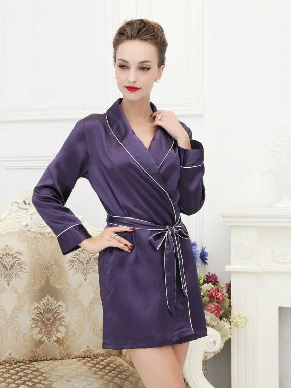 Women's Kimono Robe Bridal Short Silk Robe