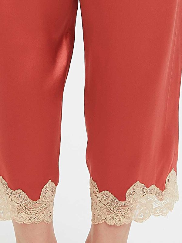 Women's Silk Pajamas in Lace Stitching Elegant V-Necked Pajamas Bridesmaids Sleepwear