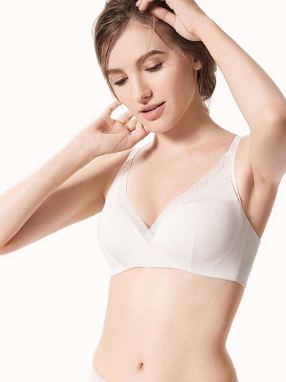 Women's Plus Size Soft Cup Comfort Wirefree Sleep Silk Bra