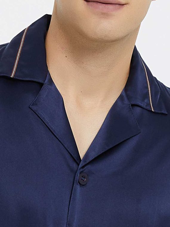 Men's Silk Sleepwear Pajamas Set Button-Down Long Loungewear