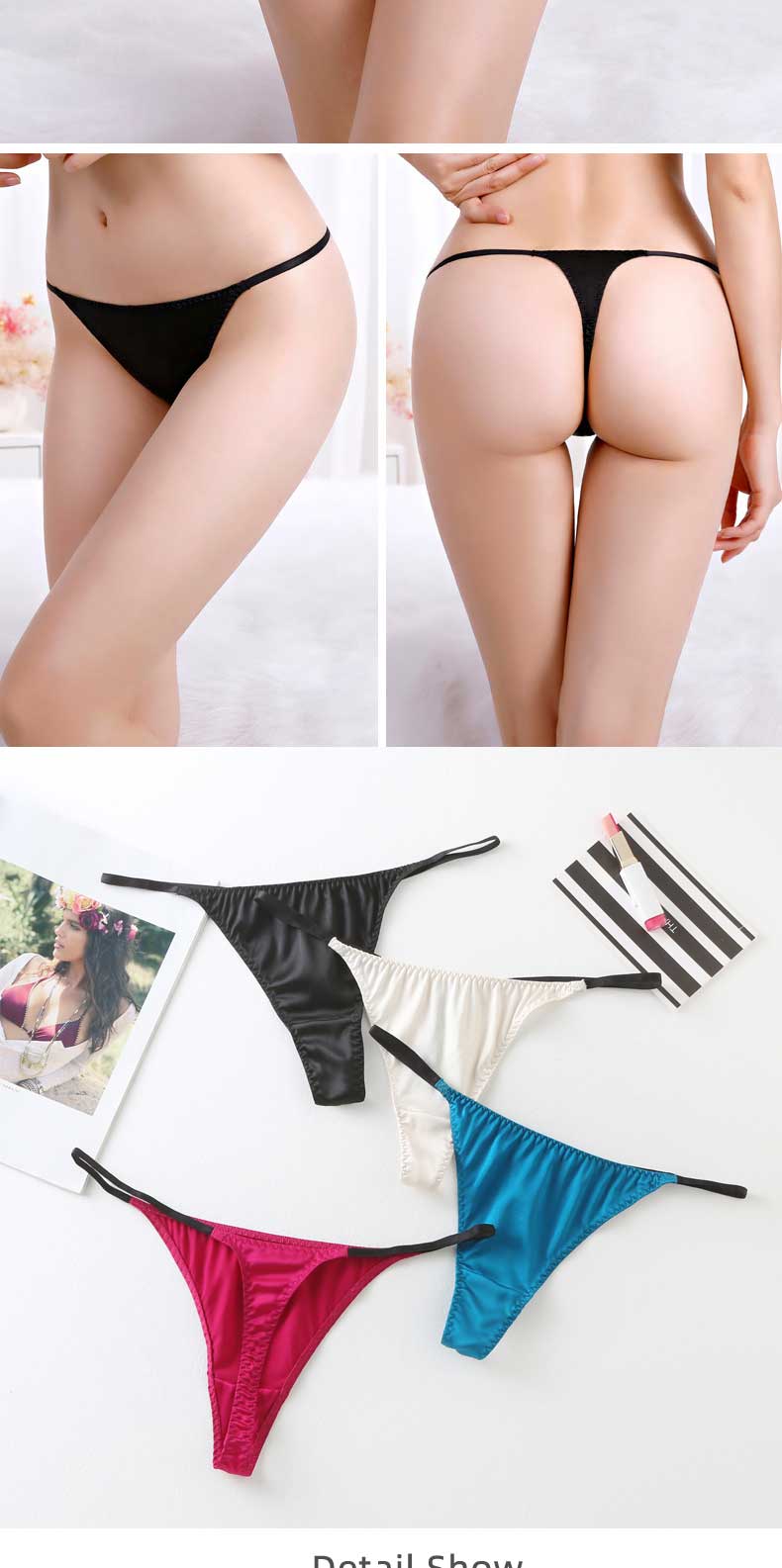 women t-string thong silk panties