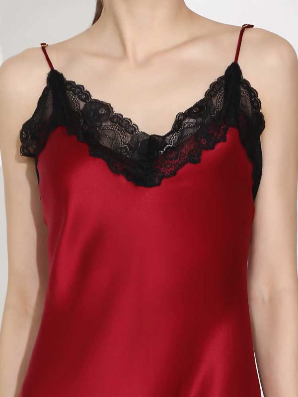 Women Lingerie V Neck Nightwear Lace Chemise Silk Sleepwear