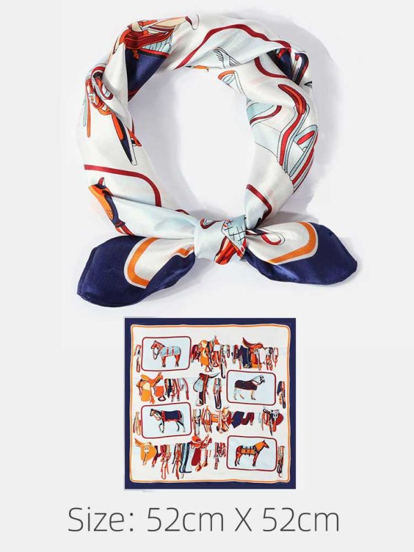 Square Neck Silk Scarf Head Hair Wraps for Women Girls Ladies