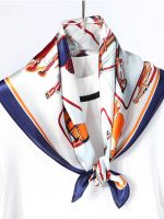 Square Neck Silk Scarf Head Hair Wraps for Women Girls Ladies