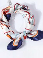 Square Neck Silk Scarf Head Hair Wraps for Women Girls Ladies
